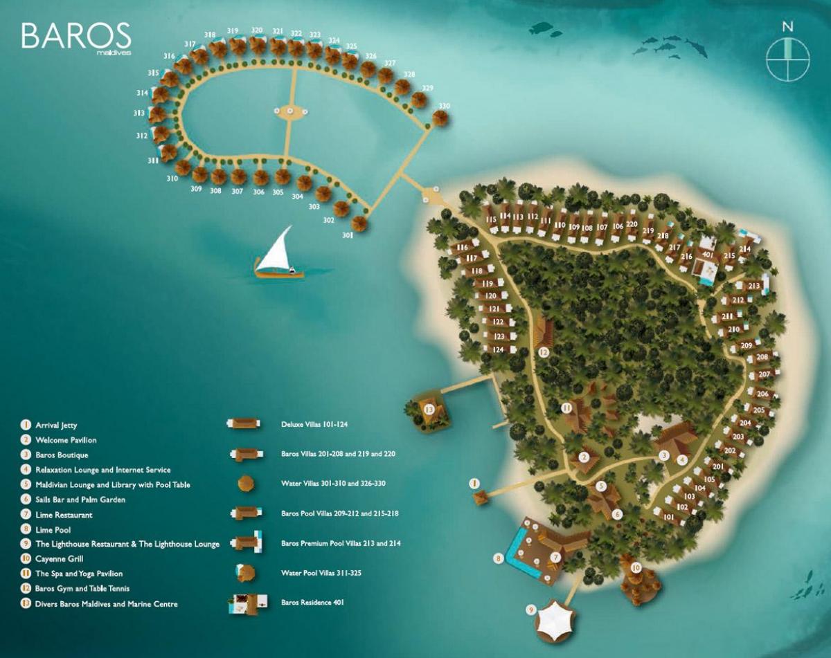 карта на baros малдивите