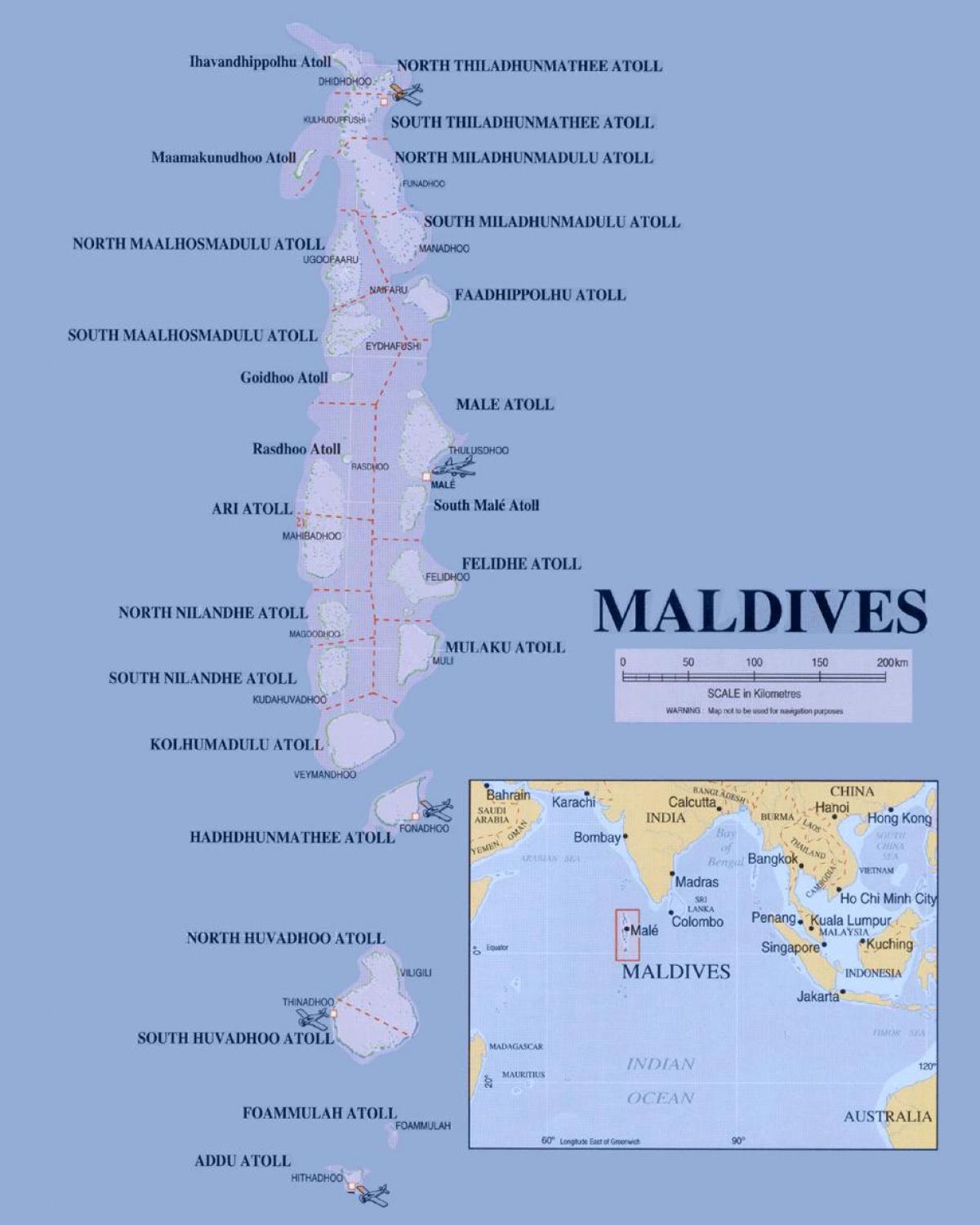 мапата покажувајќи малдивите