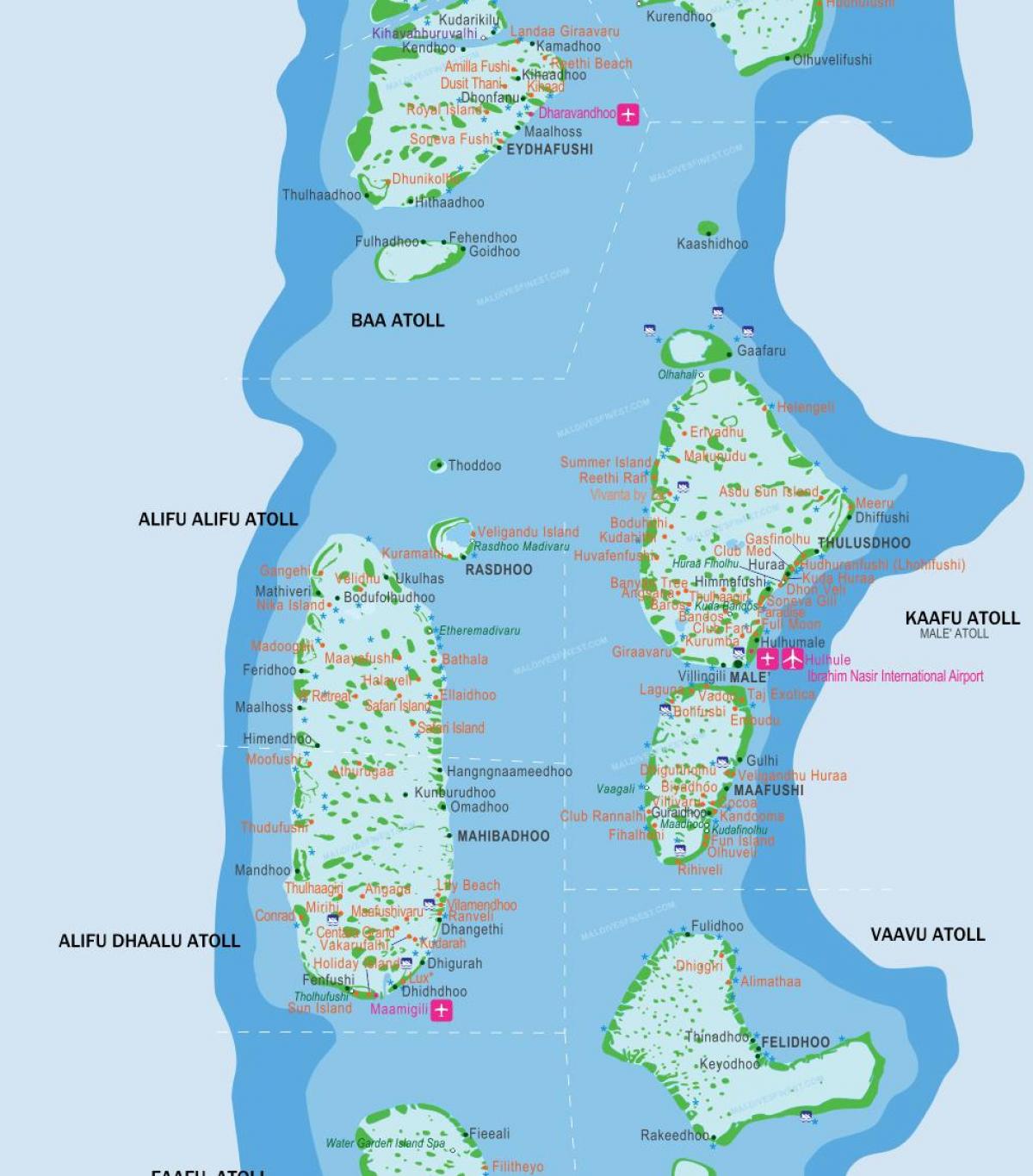 малдиви островот мапа на локација