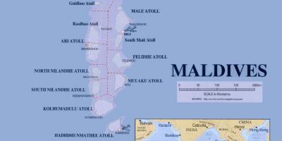 Мапата покажувајќи малдивите